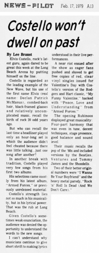 San Pedro News-Pilot, February 17, 1979 - The Elvis Costello Wiki
