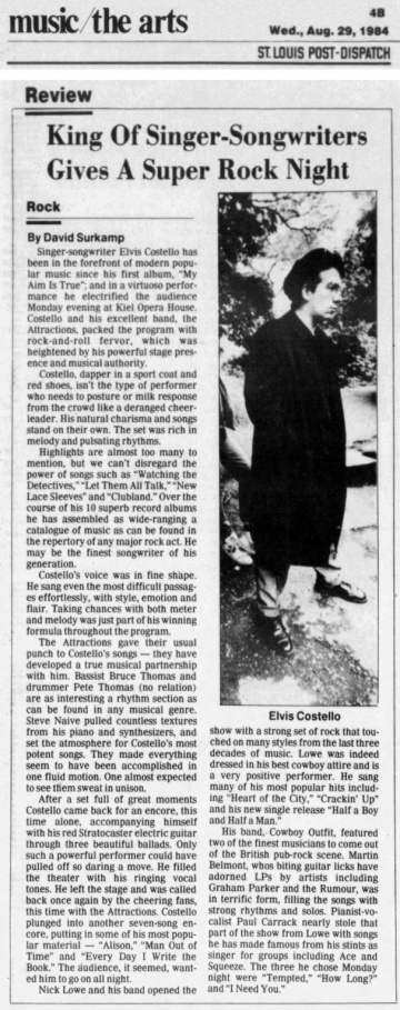 St. Louis Post-Dispatch, August 29, 1984 - The Elvis Costello Wiki
