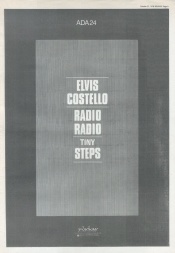 Full page ad for "Radio, Radio"/"Tiny Steps" single