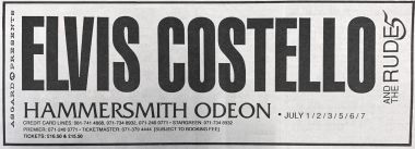Ad for the Hammersmith Odeon stand.